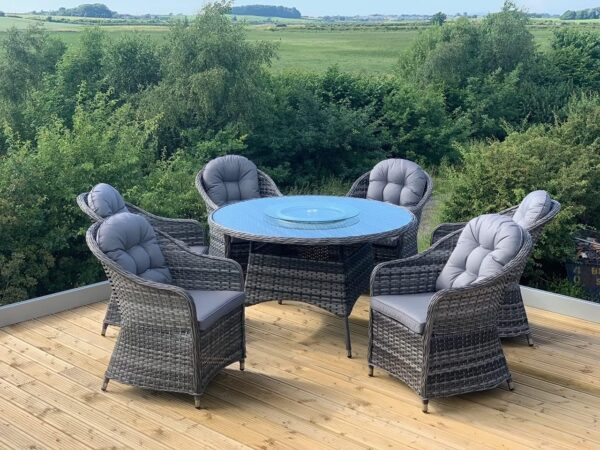 Grey rattan garden table and online chairs